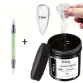Clear Poly Nail Extension Gel 2-Piece Set, 100g Jars with Application Brush for 3D Sculpting and Rhinestone Nail Art — image 
