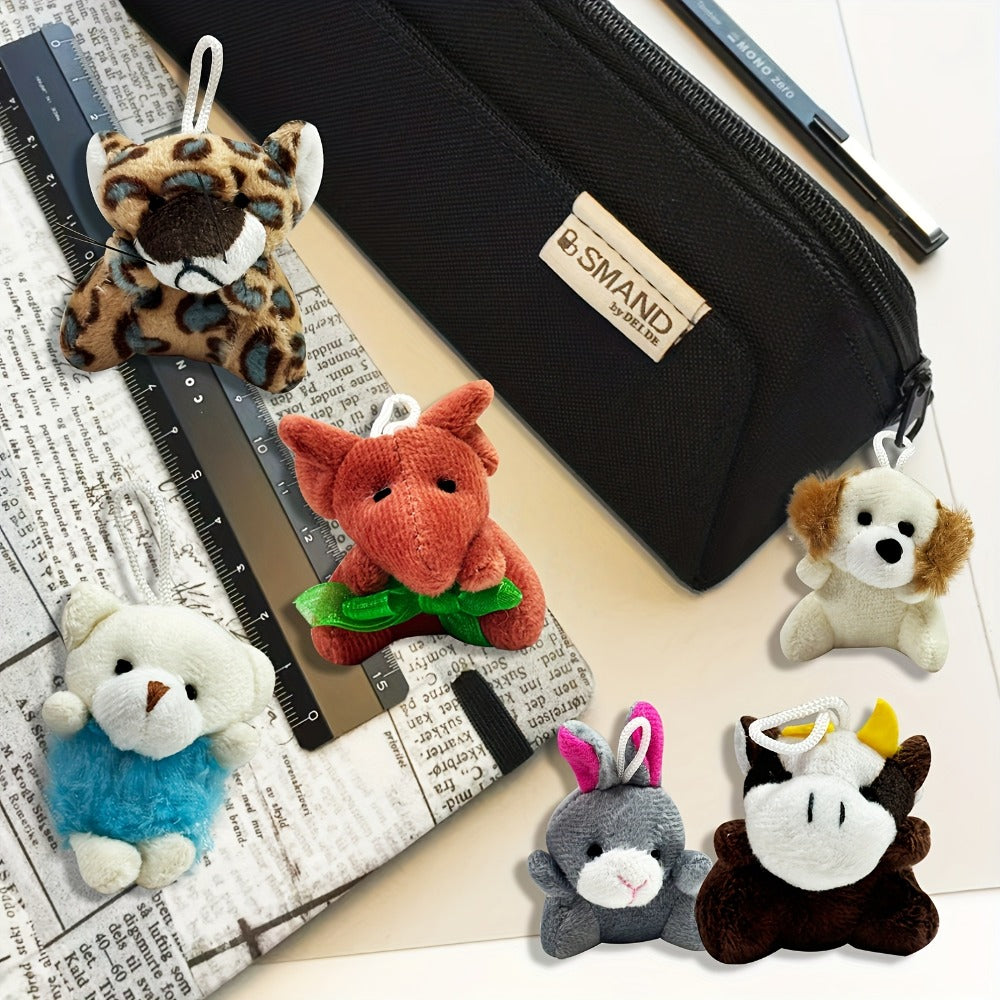 Mini Animal Plush Keychain 24 Pack Bulk, Small Stuffed Animals Assorted Random Colors, Party Favors for Kids — image 8