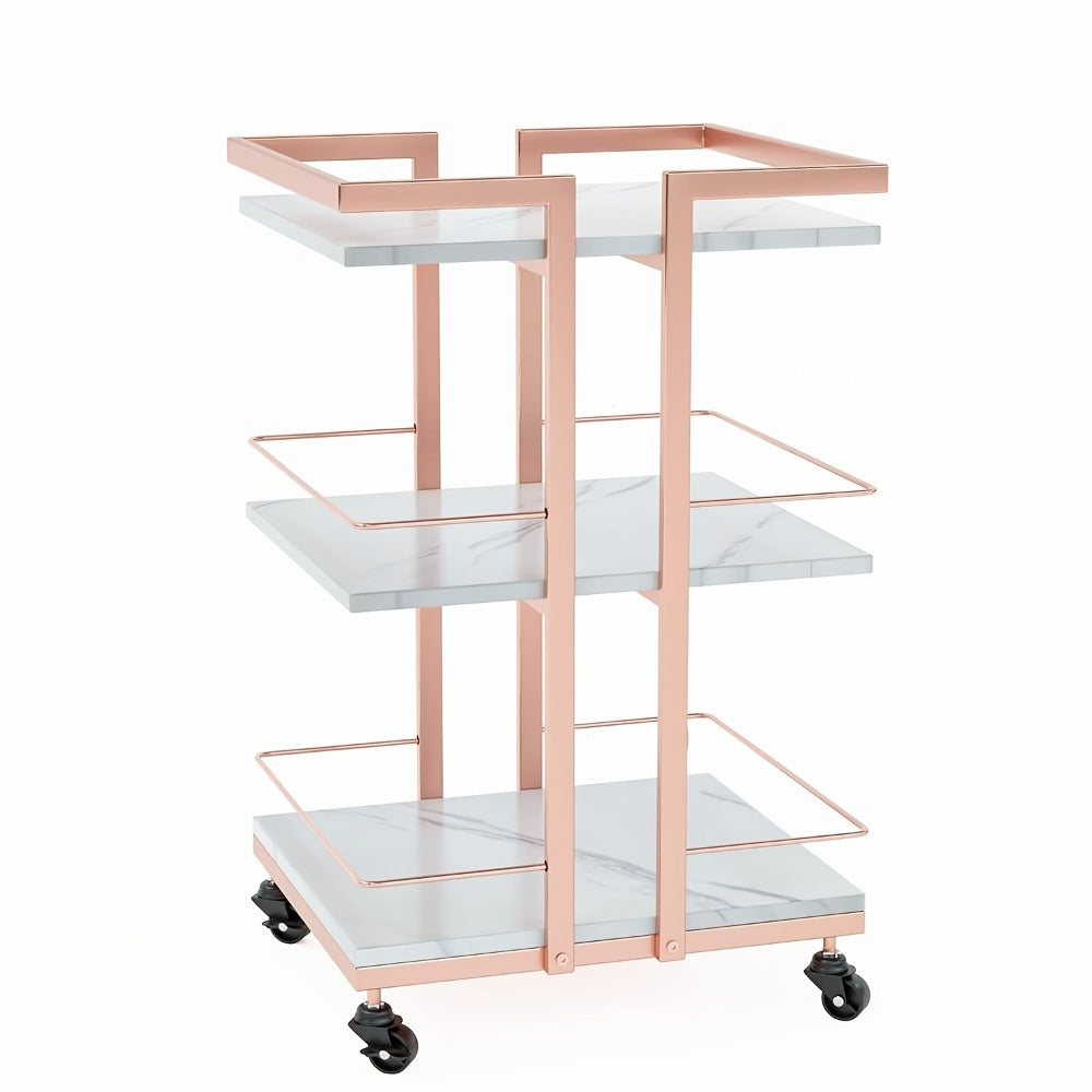 Three-Shelf Rolling Salon Trolley with Side Handles, Locking Casters and Four Color Configurations — image 7