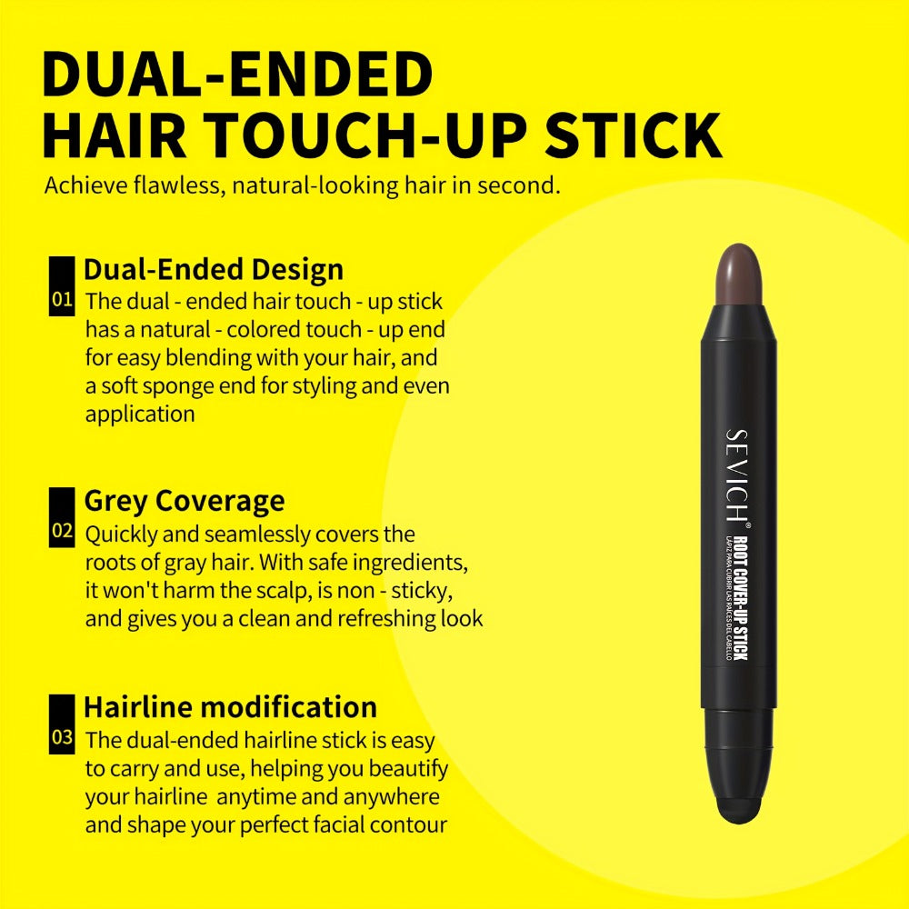 Instant Gray Root Coverage Stick for Men 2-Pack Sevich Beard & Hairline Color Pen, Sweat-Proof Precise Application Black & Da