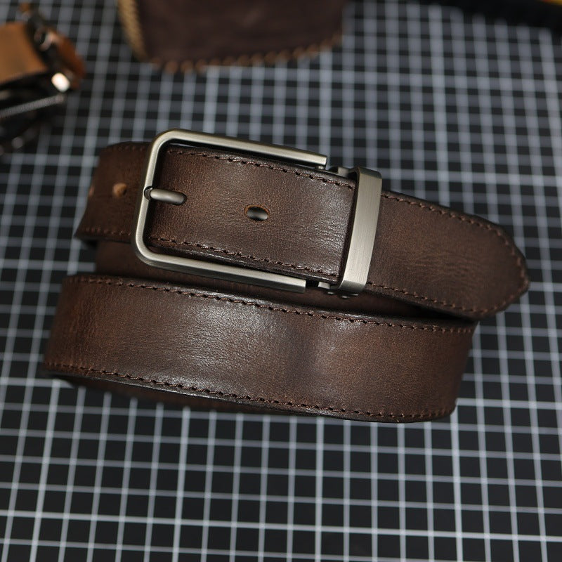 Men's Vintage Genuine Leather Belt With Pin Buckle
