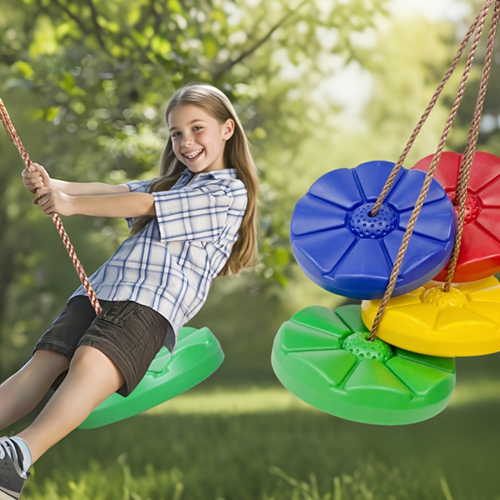Petal Shaped Outdoor Swing for Kids, Single Person Thickened Fun Swing, 11.8" Diameter, 78.7" Rope — image 2
