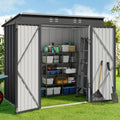 Metal Outdoor Storage Shed with Double or Single Doors in Grey, Green or Brown Checkout Models — image 1