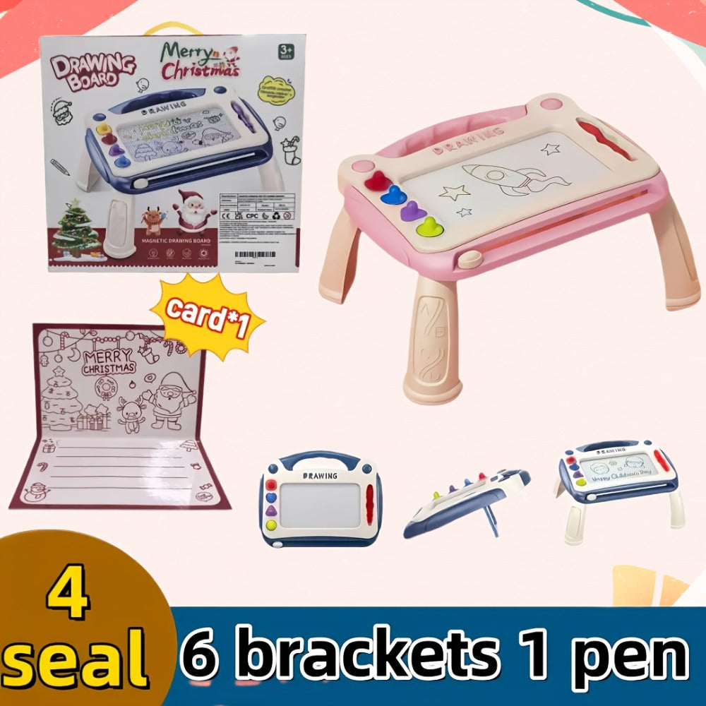 Kids Magnetic Drawing Board 3-in-1 Doodle Kit – Reusable Erasable Toddler Art Toy with Stamps, Pen & Stand | STEM Learning Gi