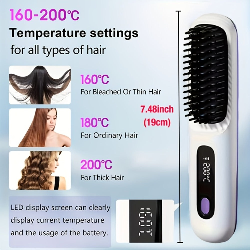 Cordless Hair Straightener 2-in-1 Ceramic Flat Iron & Curler – USB-C Rechargeable Wireless Portable Travel Styling Tool 3-Spe