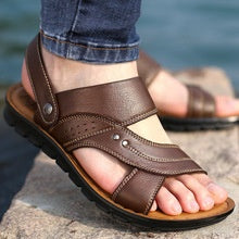 Men's Breathable Genuine Leather Beach Shoes Casual Soft Bottom Middle-aged And Elderly