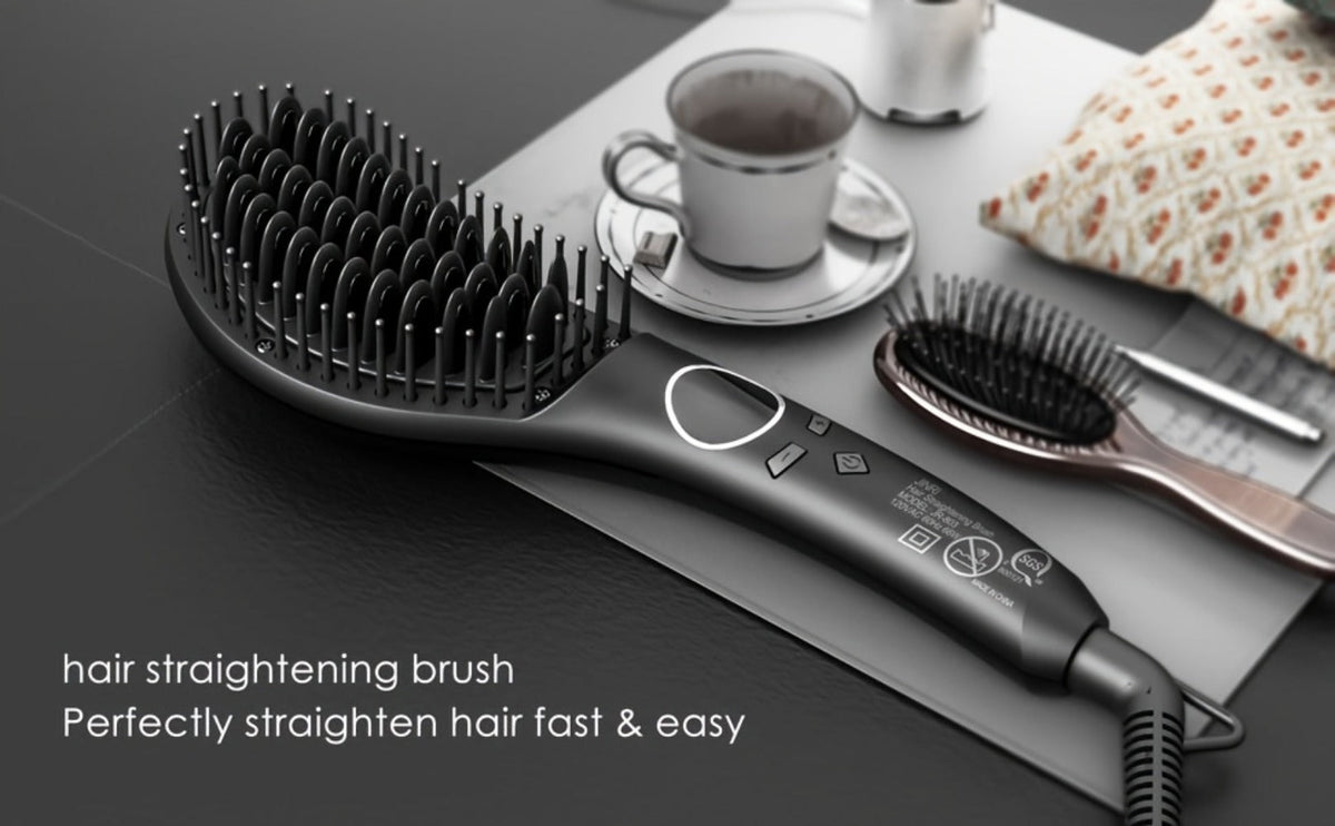 Ceramic Hair Straightener Brush 30 Sec Fast Heat Anti-Scald Straightening Comb Soft Touch, for Home, Travel and Salon Hair St