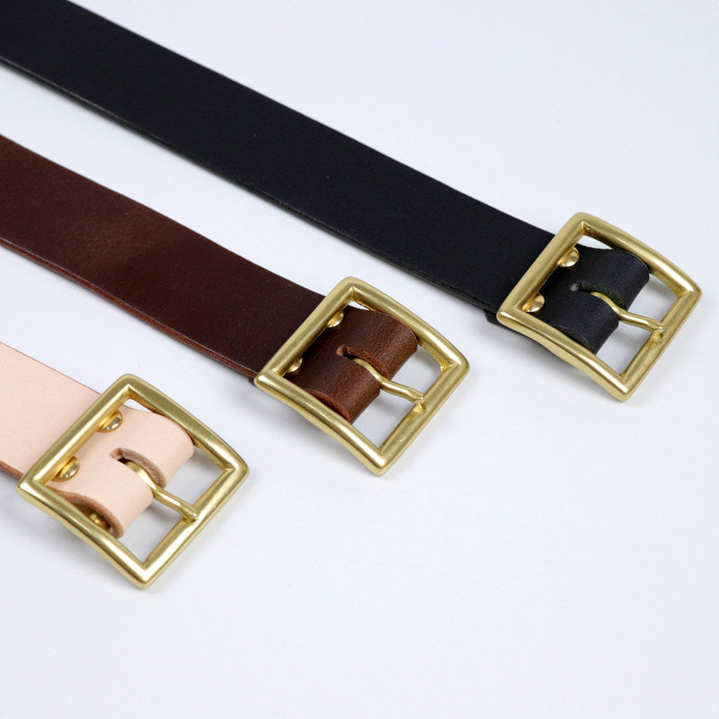 Amekaji Pure Copper Fabric Retro Industrial Style Japanese Character Buckle Belt