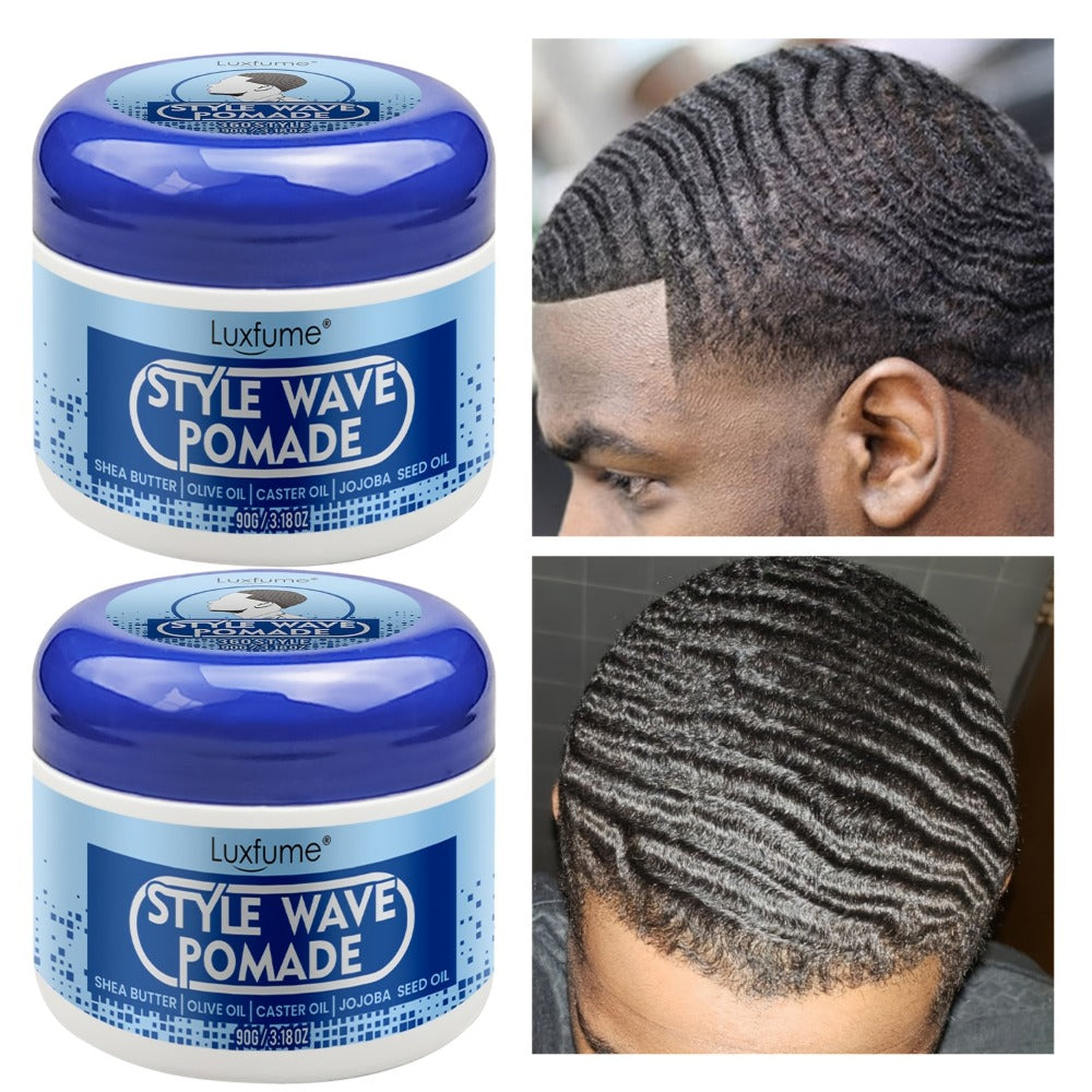 Wave Pomade Strong Hold & Edge Control 3.18oz 2-Pack – Luxfume Non-Greasy Hair Styling Cream with Natural Botanical Extracts,