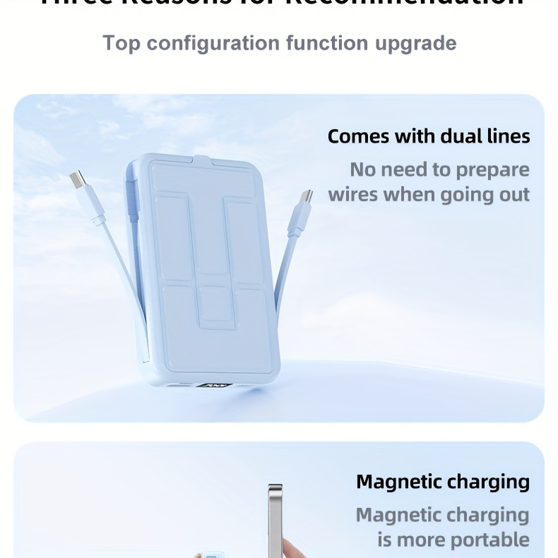 10000mAh Mobile Power, 22.W Magnetic Charging Treasure, Comes with Convenient Dual Cable, with LED Power Display — image 20