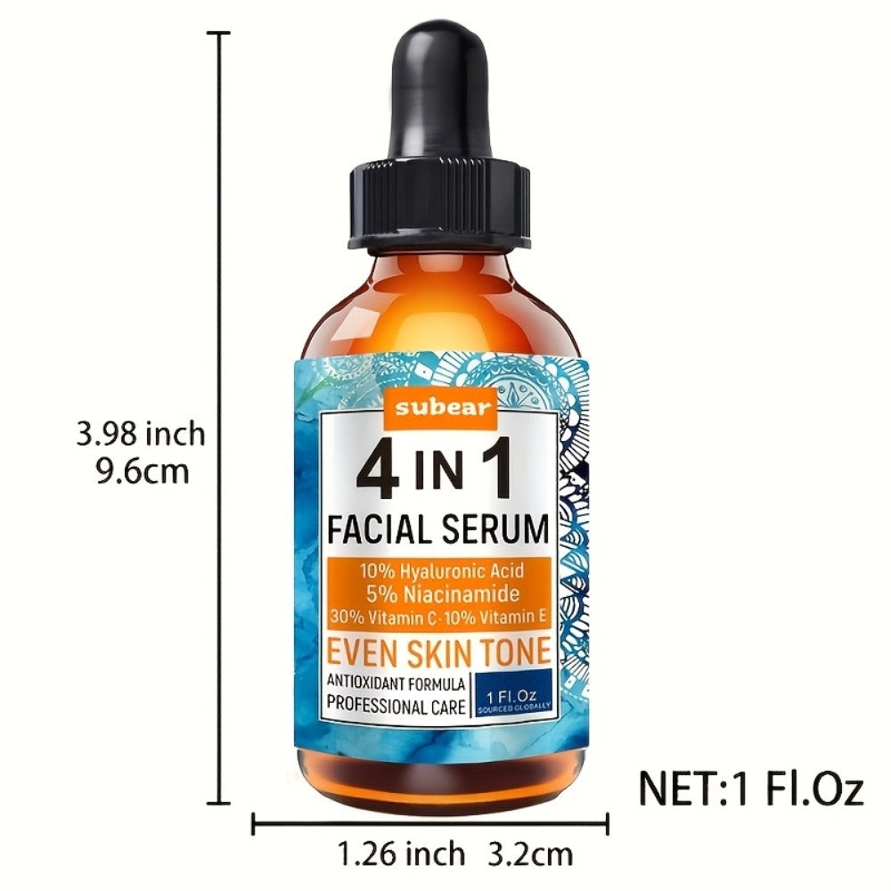Face Serum 4-Piece Set with 30ml Hyaluronic Acid, Niacinamide, Vitamin C and Vitamin E Dropper Bottles — image 4