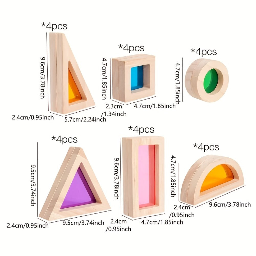 Building Block Set Translucent Acrylic Geometric Shapes with Colorful Triangle, Circle, Arch and Window Pieces — image 2