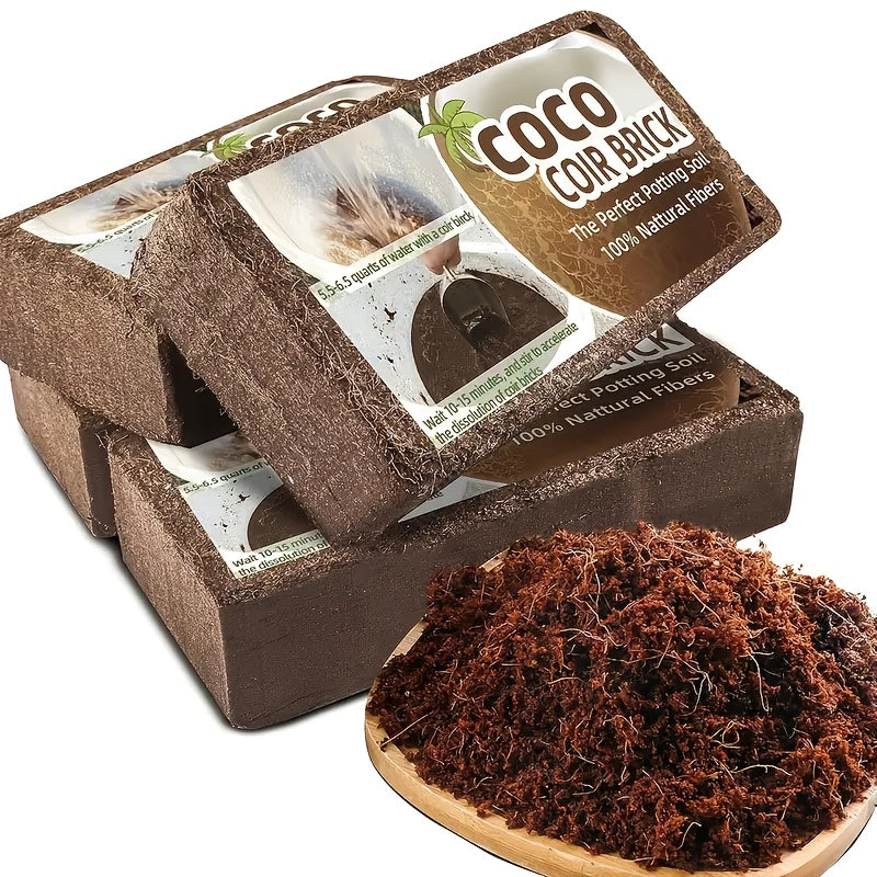 Coco Coir Bricks Natural Coconut Fiber Planting Soil | Compressed Coir Block Expands 6x for Hydroponics Potting Mix Garden Be