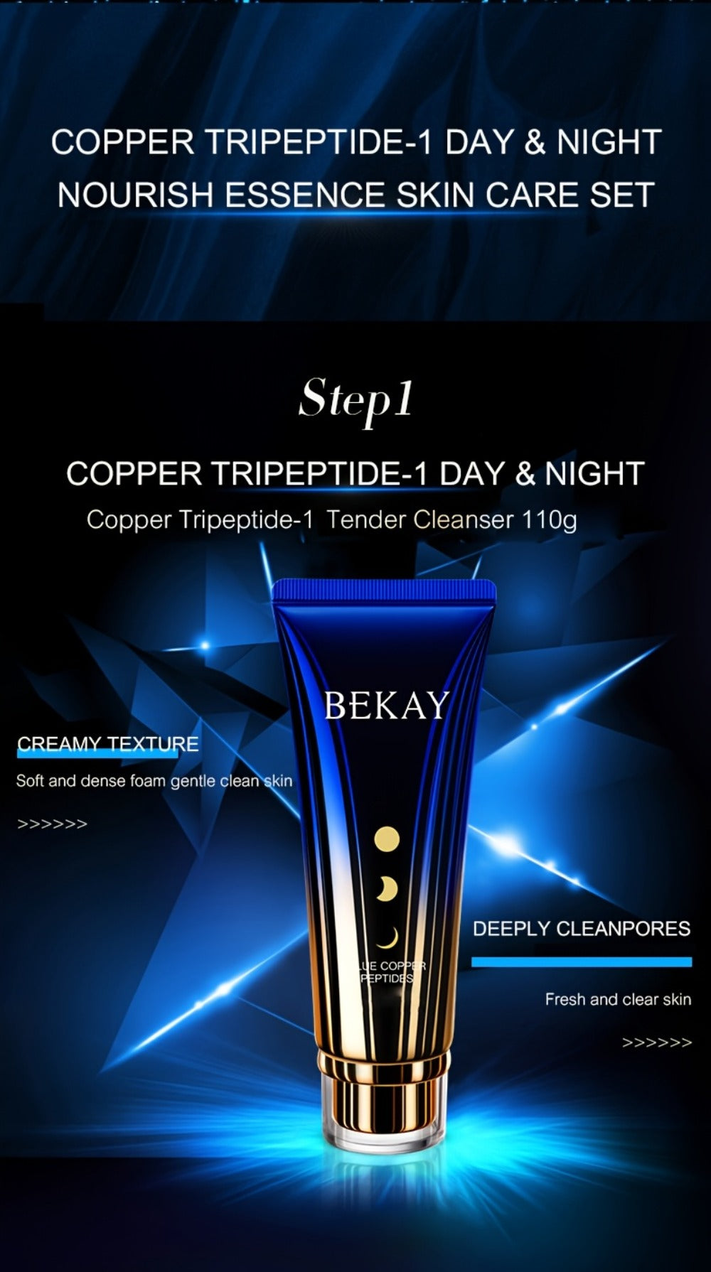 12-Piece BEKAY Skincare Gift Set with Blue-and-Gold Cleanser, Toner, Lotion, Cream and Eye-Care Collection — image 9