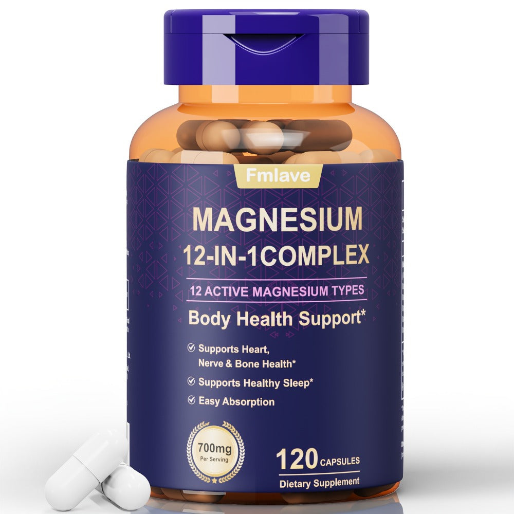 Magnesium Glycinate 700mg 12-in-1 Complex Capsules with Citrate Malate Taurate Carbonate & Oxide — image 1