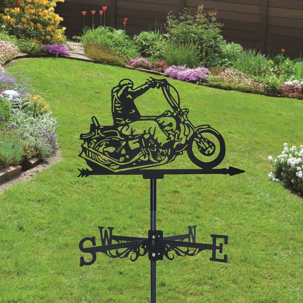 Weathervane | Metal Motorcycle Garden Yard Roof Wind Direction Decor — image 7