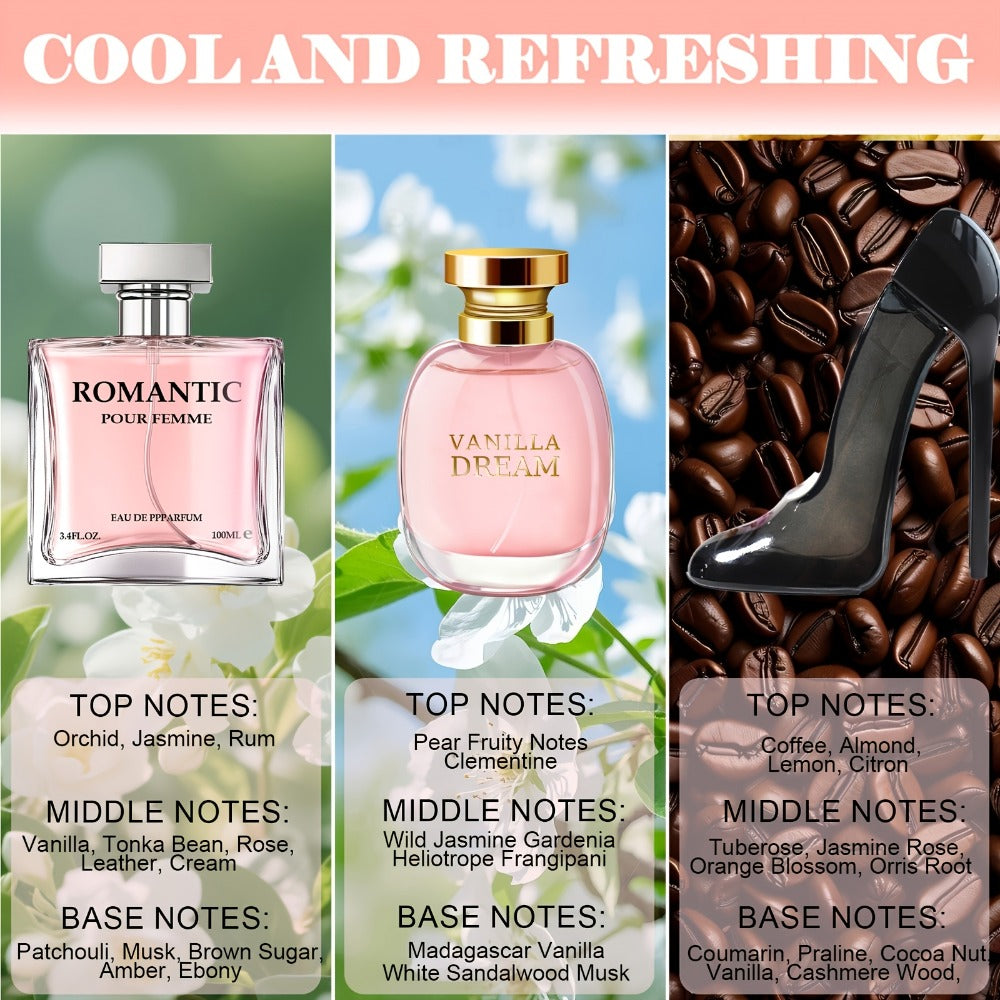 Women's Perfume Set 3-Pack Signature Fragrance Collection 10.1oz - Quince Lychee Musk, Pear Vanilla Sandalwood & Amber Berry 