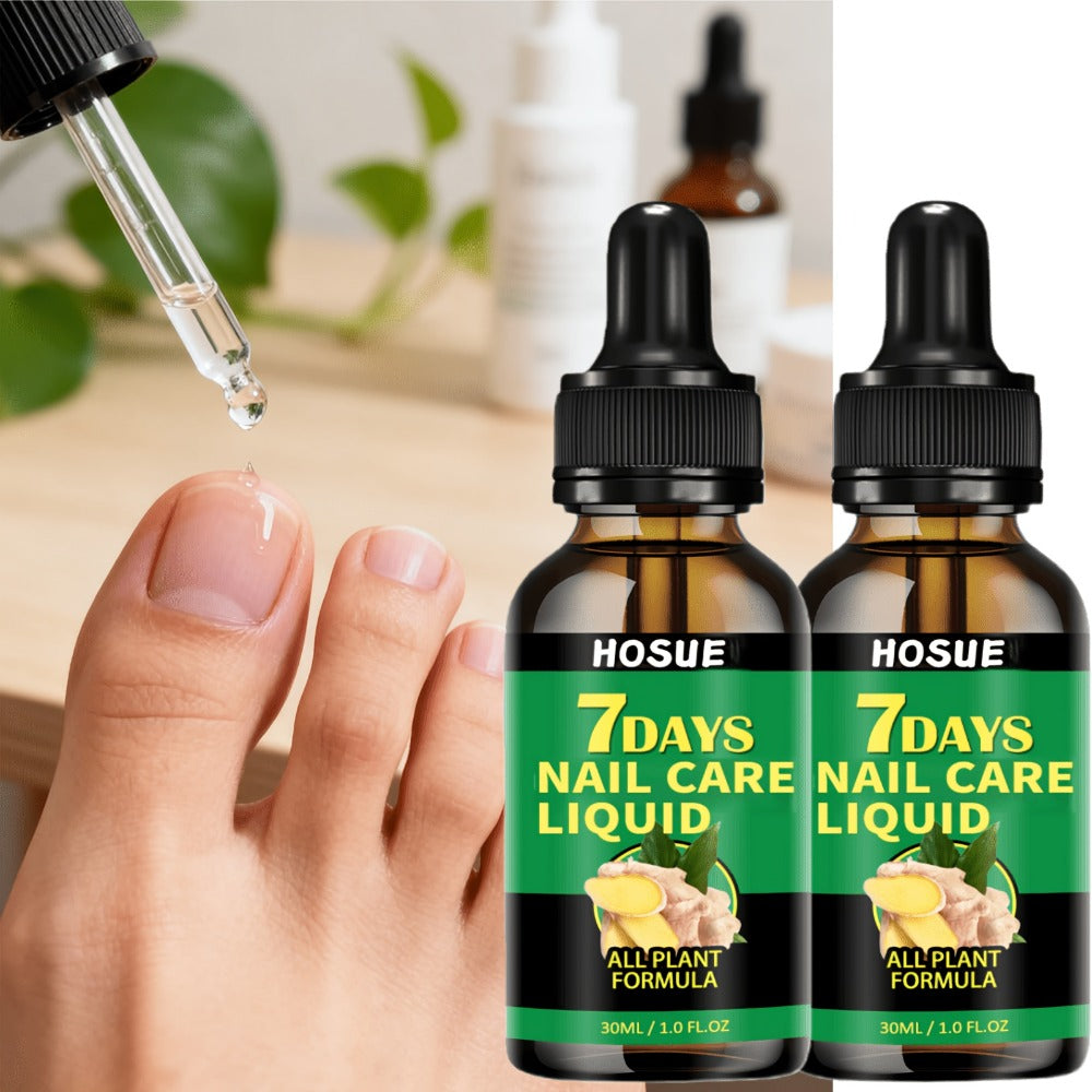 Ginger Nail Care Liquid 7-Day Repair 2-Piece Set 1.01oz Each – HOSUE Plant-Based Formula for Yellowing Gray Uneven Discolored