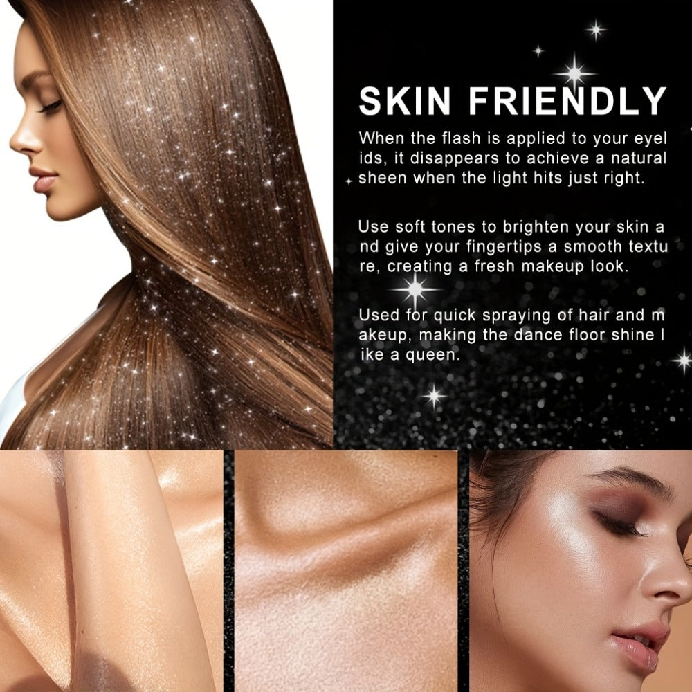 Glitter Spray for Hair & Body Quick Dry Shimmer Spray – High-Gloss Body Glitter for Face Lips Eyes Skin Festival Rave Party P
