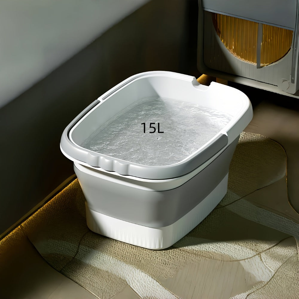 Foldable Foot Bath Bucket 3.96 Gallon Collapsible Portable Pedicure Basin with Sturdy Handle – Space-Saving Foot Soak Tub for