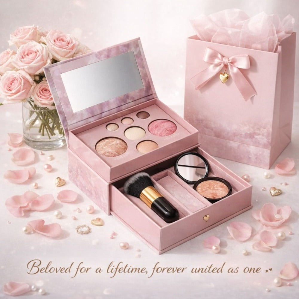 All-in-One Baked Makeup Palette Set 3pcs for Women, 7-Color Face Powder Blush Eyeshadow Trio & Concealer Brush — image 2