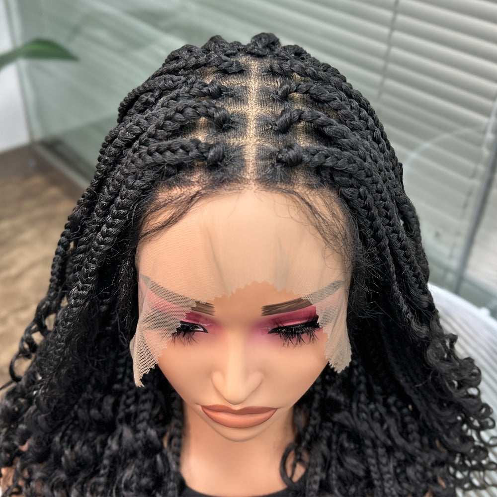 Goddess Square-Braid Wig with Curly Ends in 14- or 16-Inch Lengths and Black, Burgundy or Brown Colors — image 13