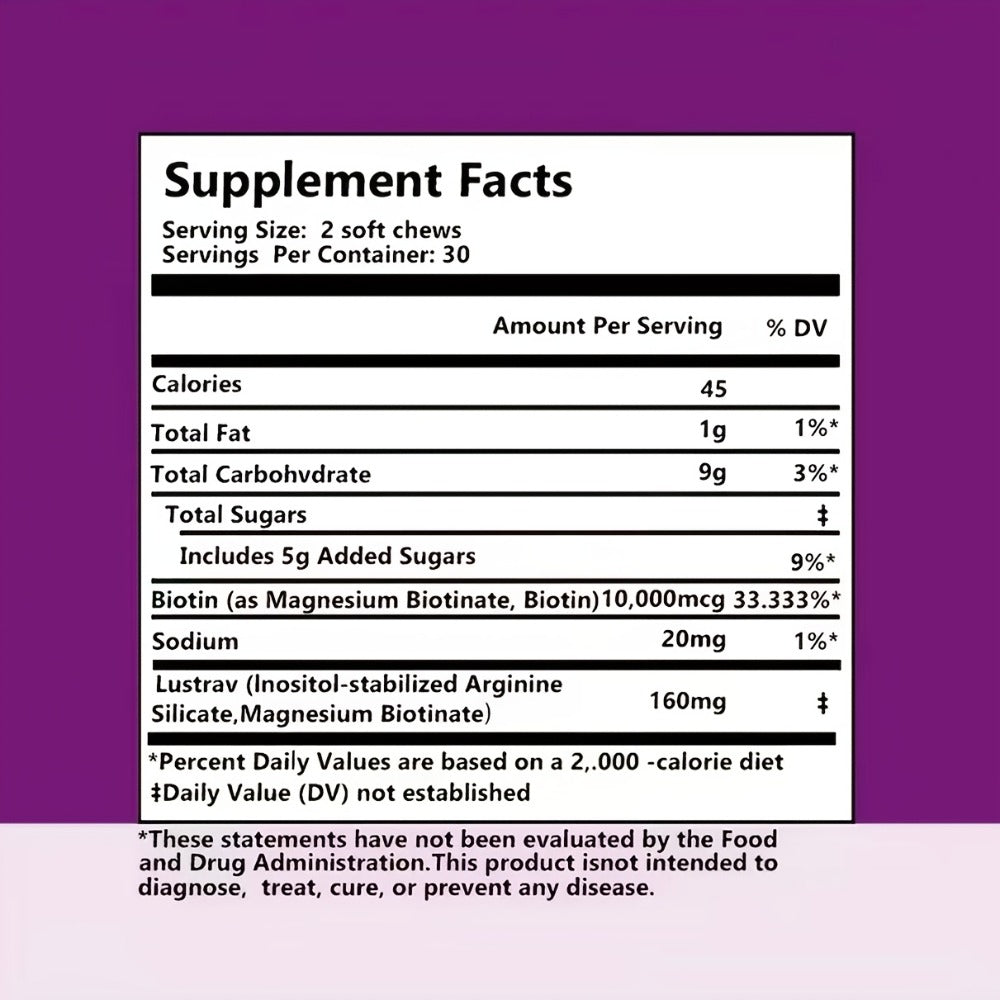 Lustriva Hair Growth Chews with Biotin & Mixed Berry, Clinically Studied Formula for Thicker, Stronger Hair — image 5