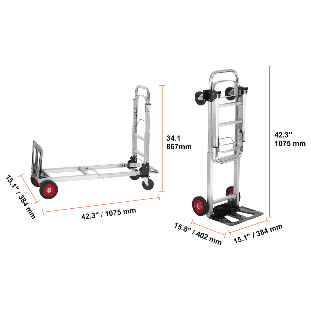 Convertible Folding Hand Truck and Platform Cart with 400 lb Platform and 250 lb Upright Load Labels — image 2