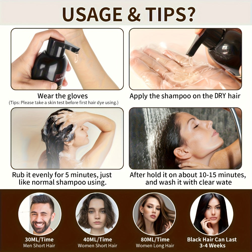 Hair Dye Shampoo, RILSIC Three-Pack of 500ml Bottles in Black, Brown, Dark Brown or Chestnut Brown — image 2