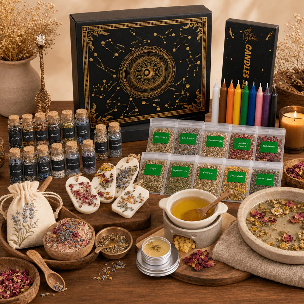 60pcs Witchcraft Supplies Kit for Beginners, Wiccan Supplies & Tools with Crystals, Candles — image 6