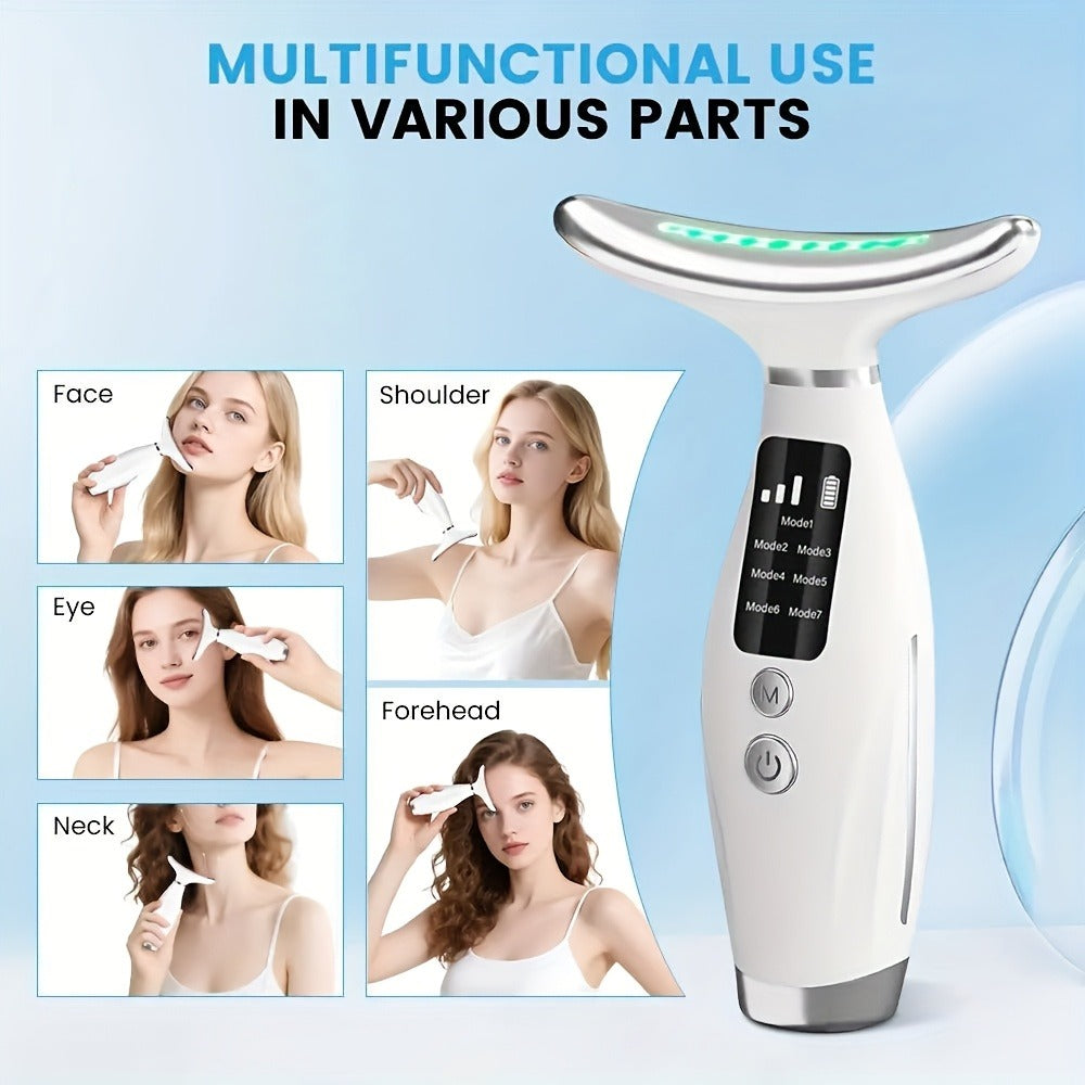 Facial Lifting Device 7-in-1 EMS Microcurrent Neck Face Massager LED Photon Therapy Rechargeable Beauty Tool for Women — imag
