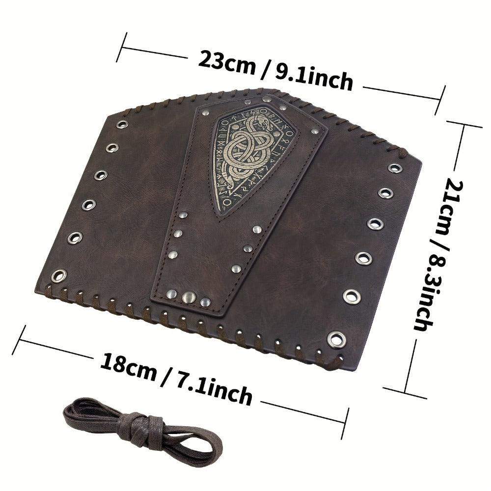 Viking Snake Wrist Guards 2-Pack Medieval Norse Leather Bracers, Nordic Retro Cosplay Props for Halloween LARP Renaissance Fa