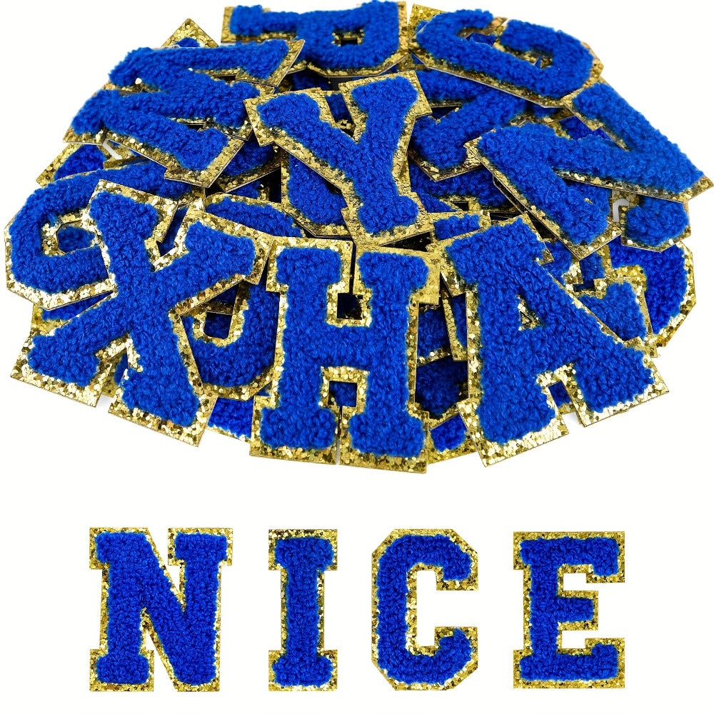 Chenille Letter Patches Self Adhesive A-Z 26pcs – Embroidered Alphabet Applique Stickers for Clothes Bags Hats Phone Cases — 