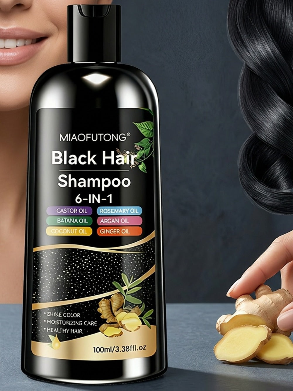 Hair Color Shampoo, MIAOFUTONG 6-in-1 100ml Black Color Bottle with a Single-Bottle Option — image 6