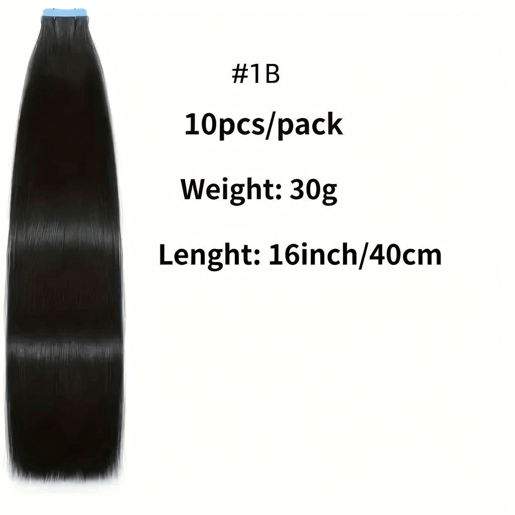 Tape In Hair Extensions Human Hair Straight Natural Black 1B Seamless Skin Weft 10pcs 30g 16 20 22 24 Inch Invisible Blend fo