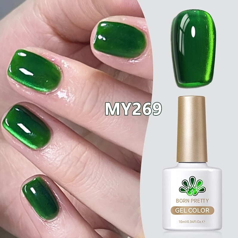 Gel Nail Polish BORN PRETTY MY269 Imperial Green 10ml Magnetic Cat Eye Shimmer in a White Bottle — image 17