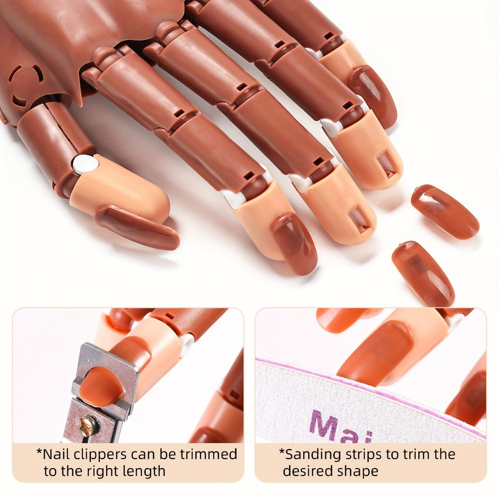 Nail Practice Hand Flexible Fake Hand Model Training Kit for Acrylic Nail Art, Nail Glove Set with Pink Hand — image 7