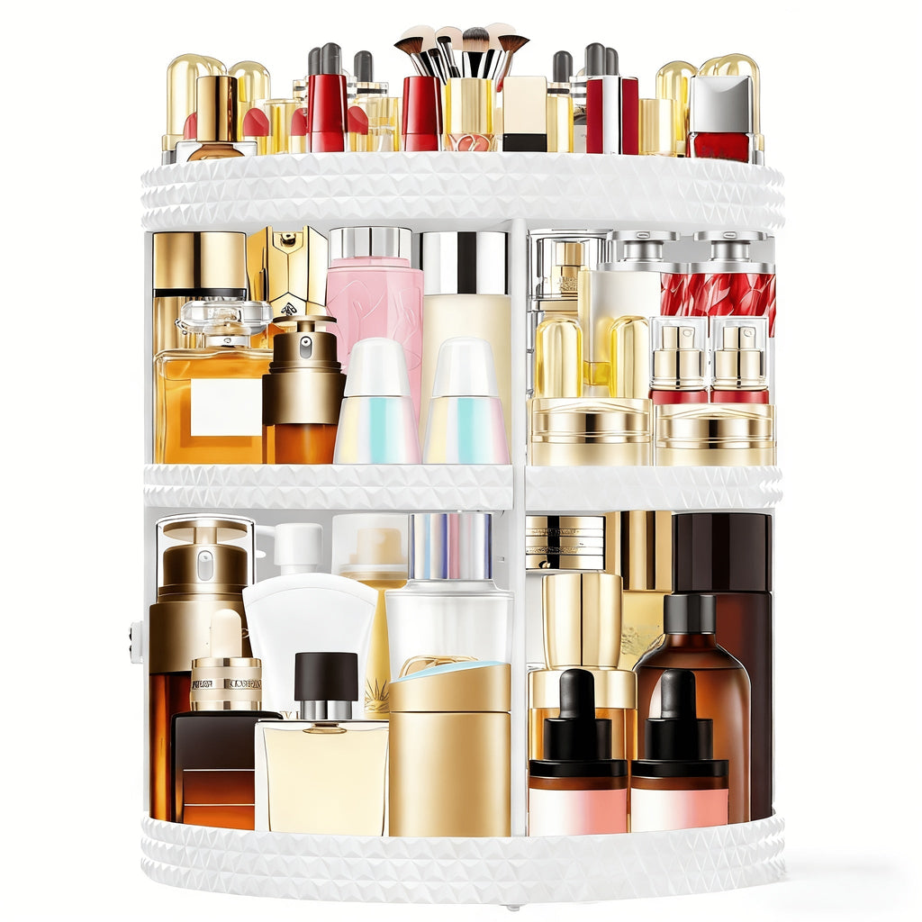 Rotating 360 Makeup Organizer Spinning Cosmetic Storage Display Rack 7 Adjustable Layers Large Capacity Skincare Holder for V