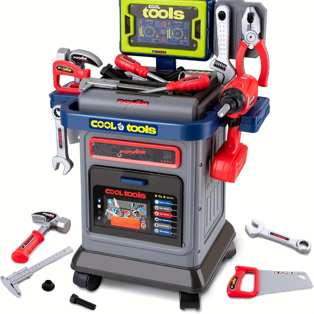 Kids Tool Kit 41pcs with Folding Workbench & Electric Drill Toy, STEM Engineering Playset with Storage — image 3