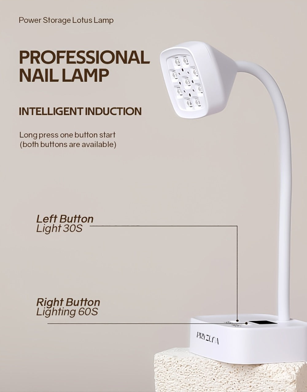 Gooseneck Stand LED Nail Lamp with Nine Dual-Light Beads, LCD Base, Two Timers and Type-C Charging — image 9