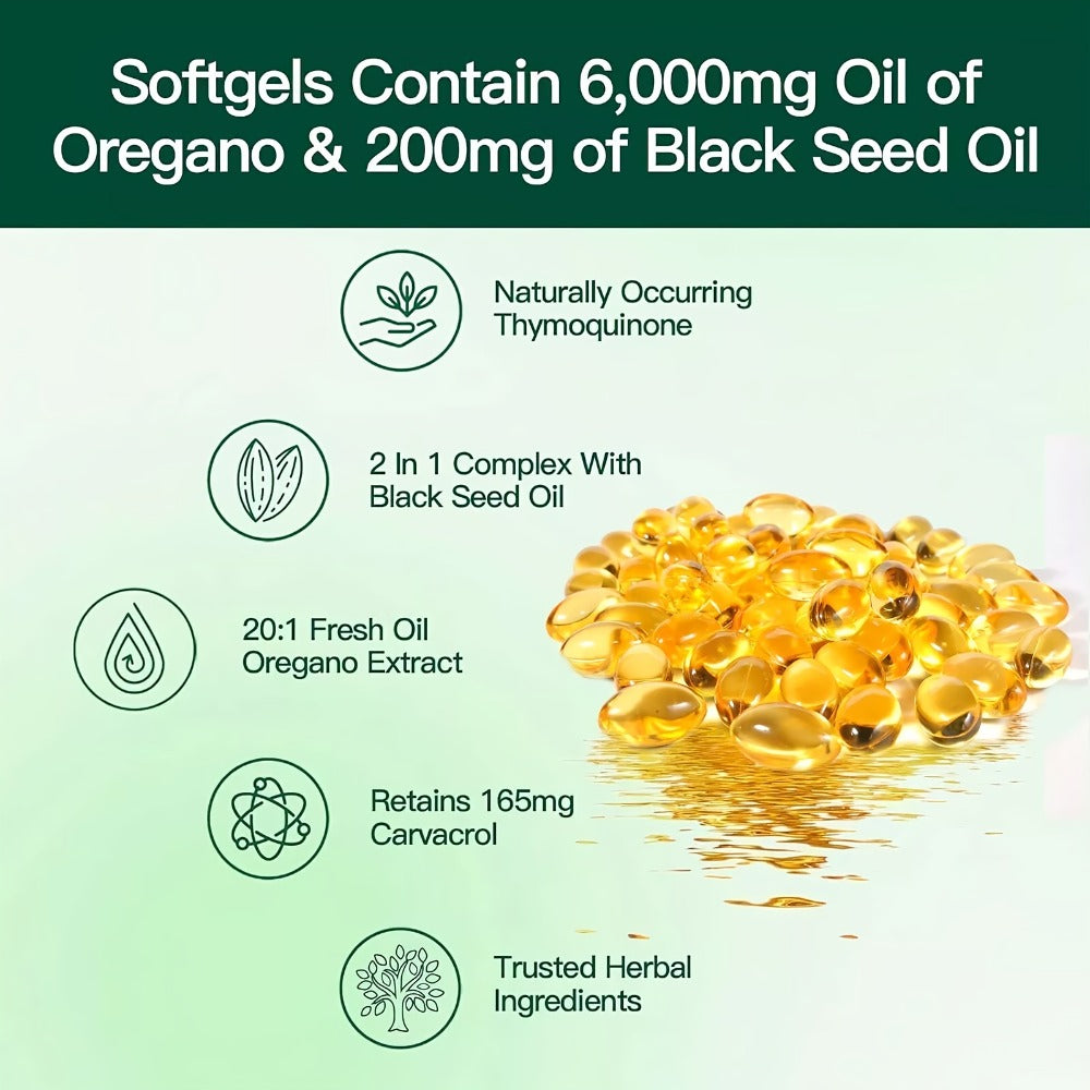 Herbal Supplements with ZEYMAN Label, Oregano Oil 6000mg and Black Seed Oil 200mg Softgels, 120 Count — image 6