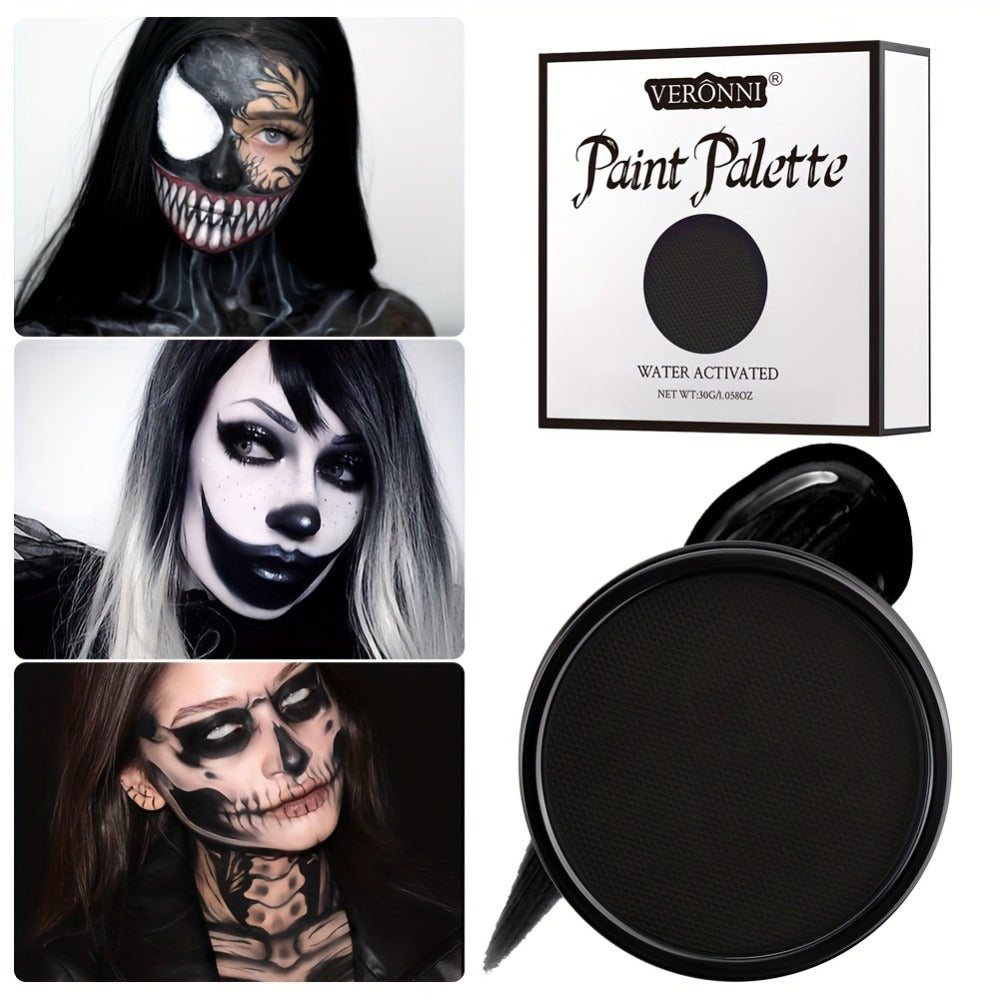 Water Activated Face Paint Kit 6 Colors with 10 Brushes, Water Based Face Body Paint Palette Black White Red — image 11