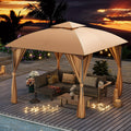 Gazebo Canopy Tent 10x10ft Arch Double Roof Mosquito Net Curtains for Garden, Yard and Pest Management — image 1