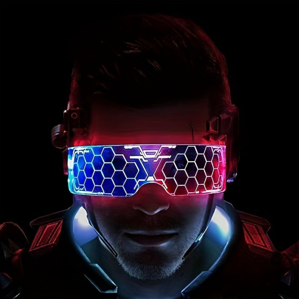 LED Visor Glasses Cyberpunk Futuristic Glow 7 Colors 5 Modes with the Listed Color, Size or Set Options for Everyday Use — im