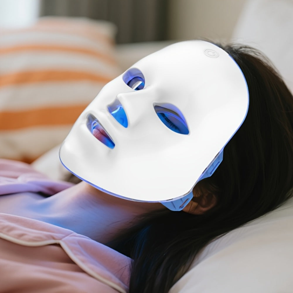 Portable LED Facial Mask 7-Color Light Therapy USB Rechargeable Plastic - Home Beauty Care for Bath Time, Home Spa and Person