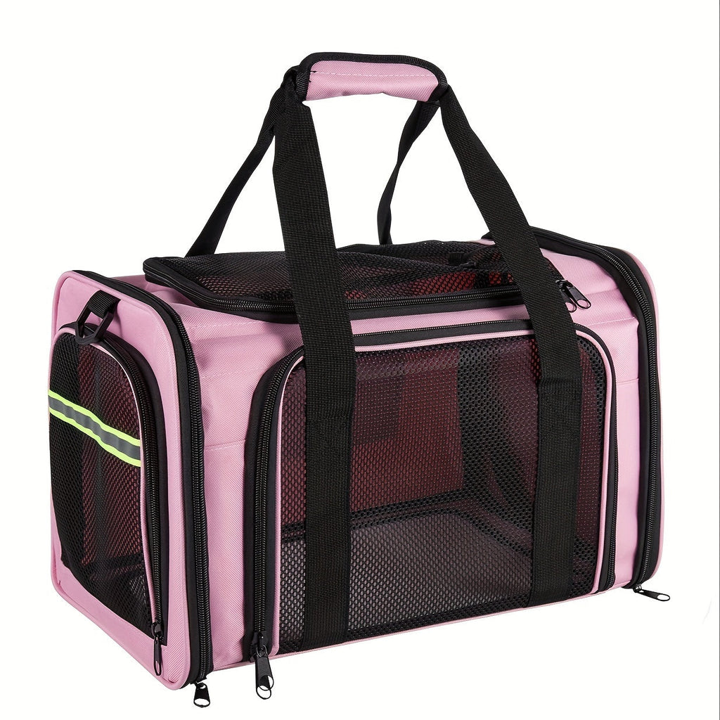Compact Soft-Sided Pet Carrier with Mesh Panels, Shoulder Strap and Four Pink, Black or Grey Options — image 10