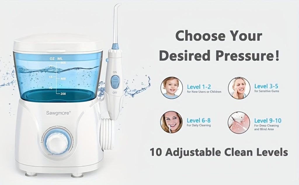 Water Flosser Countertop FC166 Oral Irrigator with 600ml Tank, Ten Pressure Settings, Eight Nozzles and Rotary Dial — image 1