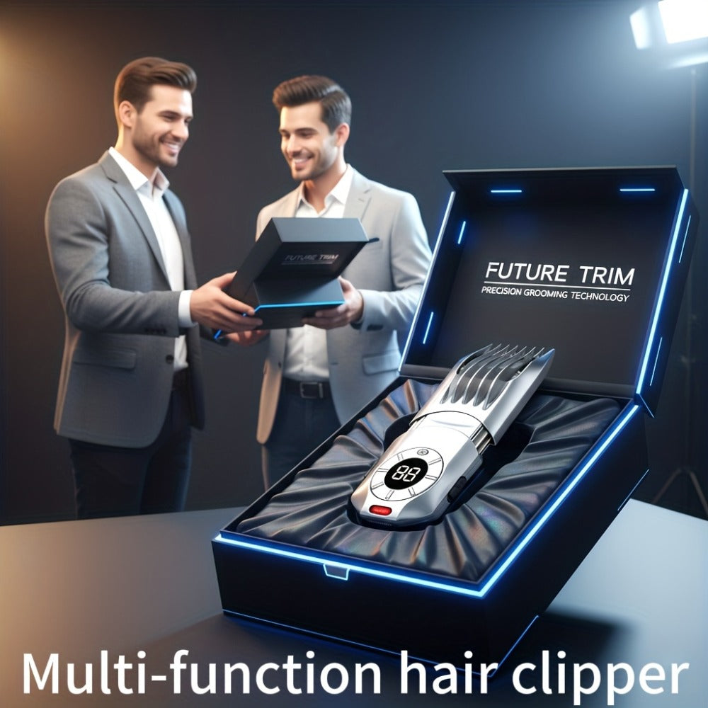 Professional Electric Hair Clipper Set for Men – 5-Speed LED Display Rechargeable Beard Trimmer & Hair Carving Kit — image 2