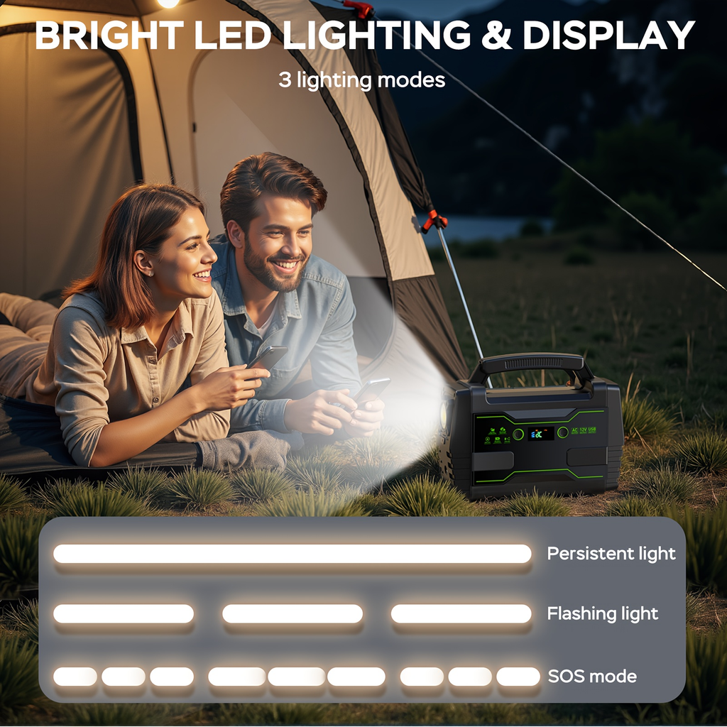 Portable Power Station 155Wh or 222Wh Configurations with AC Outlet, USB Ports, LED Light and Solar Option — image 8