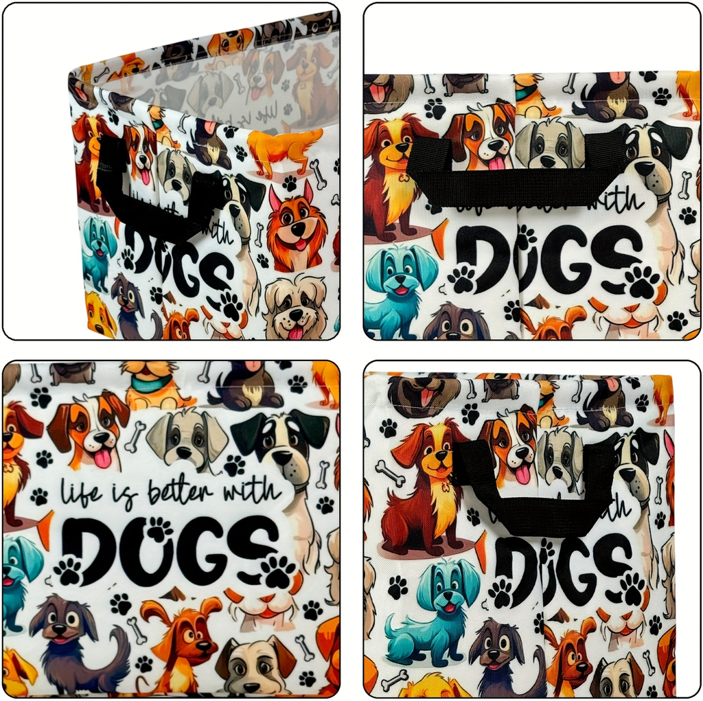 Soft Open-Top Printed Storage Bin with Side Handles and Cat, Dog, Pumpkin, Duck or Dachshund Designs — image 15
